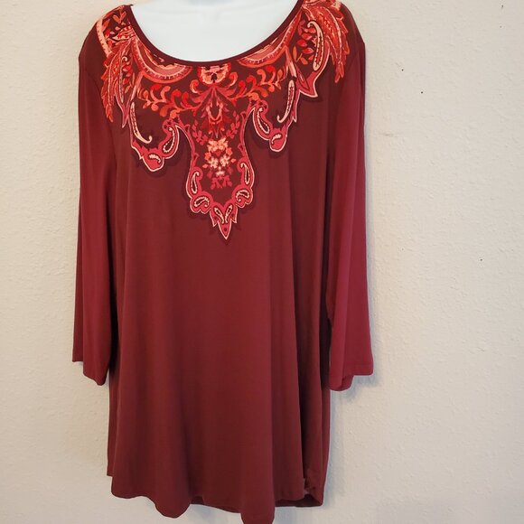 JM Collection Women's Long Knit Top Scoop Neck 3/4 Sleeve Size XXL. - Picture 8 of 11